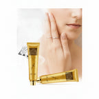 Advertisement for TCM Scar and Acne Mark Removal Gel Ointment with a close-up of a person's face and product packaging.