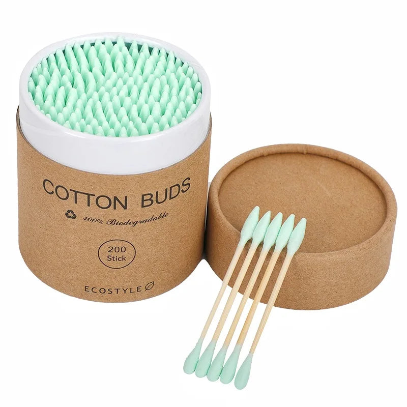 Baby Cotton Swabs Wood Sticks 200Pc/Box Wooden Soft Cotton Bud Cleaning of Ears Tampons Cotonete Pampons Health Beauty Accessory