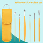 New 6Pcs/set Ear Cleaner Wax Pickers Earpick Wax Remover Curette Ear Pick Cleaner Kit Spoon Care Ear Clean Tools Stainless Steel