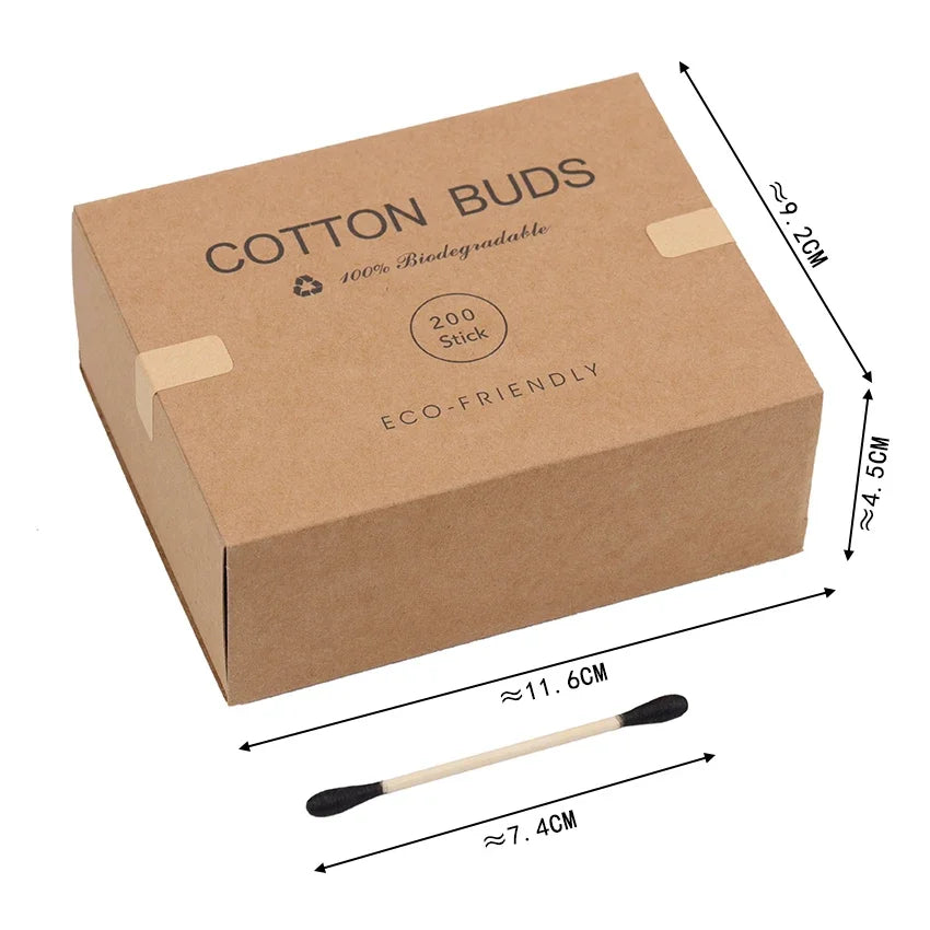 200PCS/Box Double Head Cotton Swab Women Makeup Cotton Bamboo Sticks Ears Cleaning Health Care Cleaning Tool