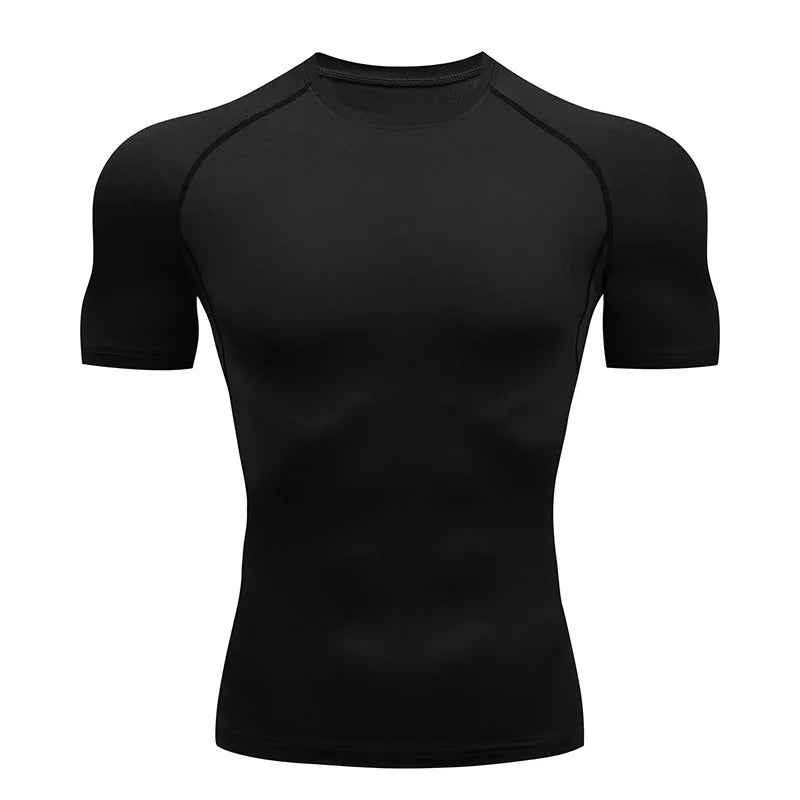 Men Compression Running T Shirt Fitness Tight Short Sleeve Tshirt Training Jogging Shirts Gym Sportswear Quick Dry