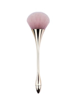 Makeup brush with dimensions labeled on a white background