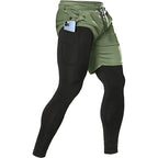 Mens 2 In 1 Sport Pants Athletic Tracksuit For Gym Running Workout Jogging Trousers