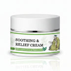 Soothing relief cream packaging with a woman in underwear on a light background