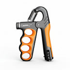 Hand grip strengthener with accessories on a white background, labeled 'Orange Suit'.