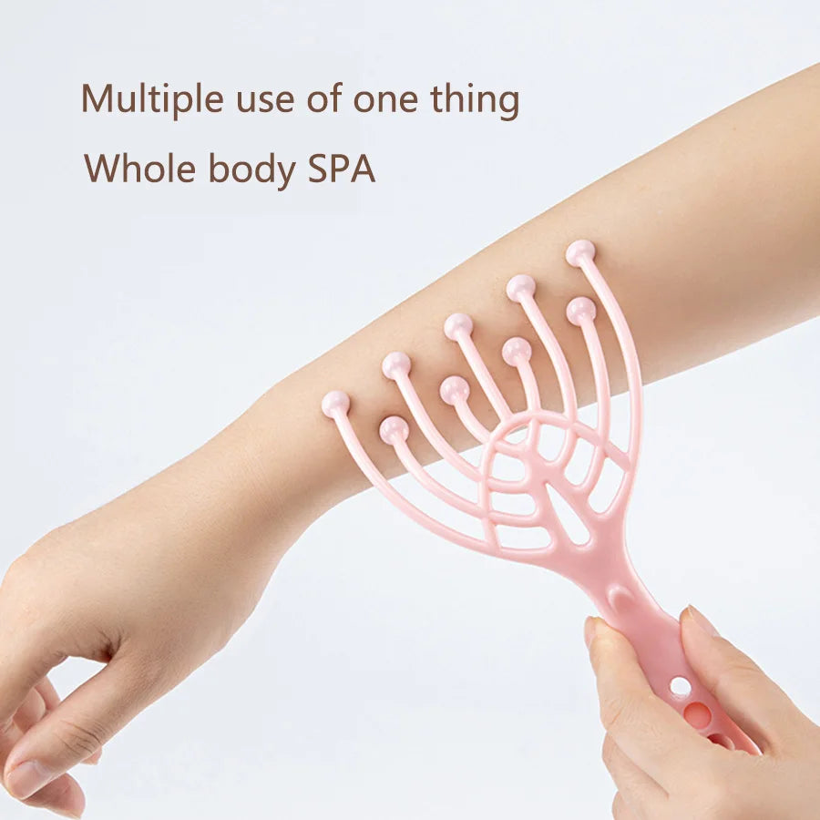 9 Claws Head Massger Streamlined Ball Deep Stress Relaxation Scalp Massager Handheld Spa Massage Roller Health Stress Relief Aid