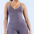 Women Seamless Cross Back Sports Vest With Padded Backless Camisole For Gym Yoga Running Summer Workout