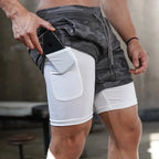 Camo Running Shorts Men 2 In 1 Quick Dry Training Gym Jogging Shorts Summer Fitness