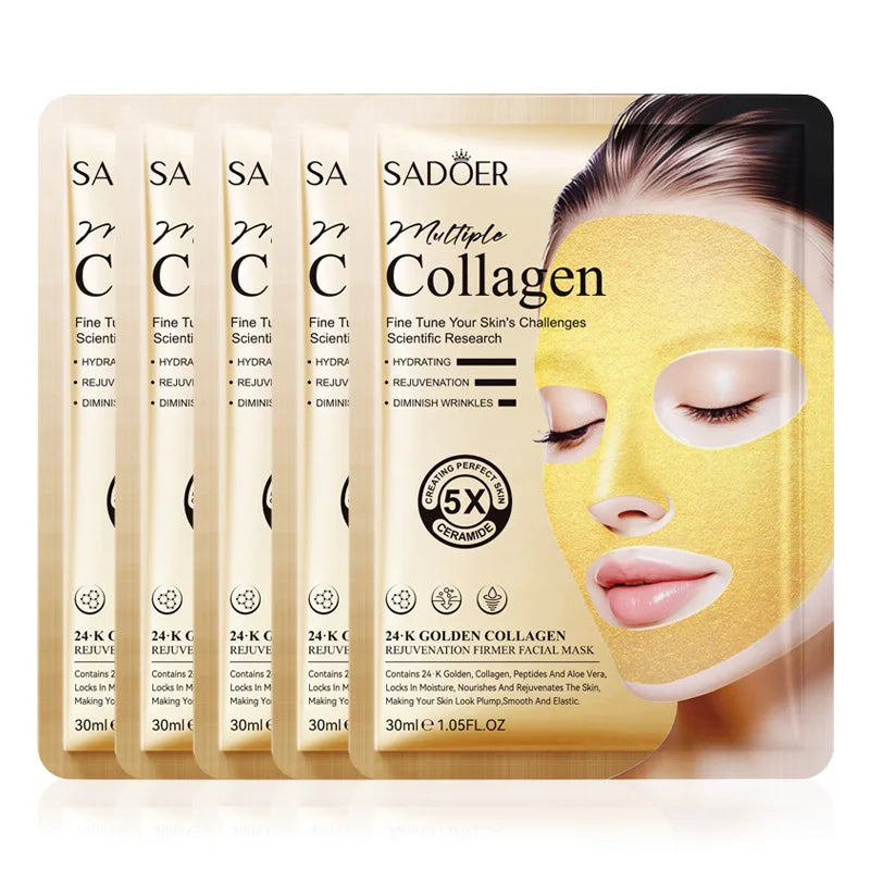 24k Golden Collagen Facial Masks Anti Wrinkle Firming Moisturizing Anti-Aging Face Mask Beauty Facial Skin Care Products