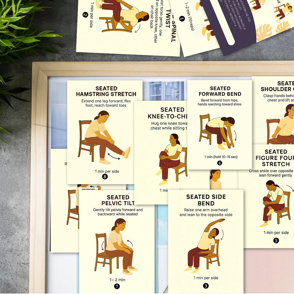 21pcs Seated Yoga Cards,Easy Chair Movements Poses Illustrated Step-By-Step Guide,Fitness Equipment Cards For Yoga Instructors