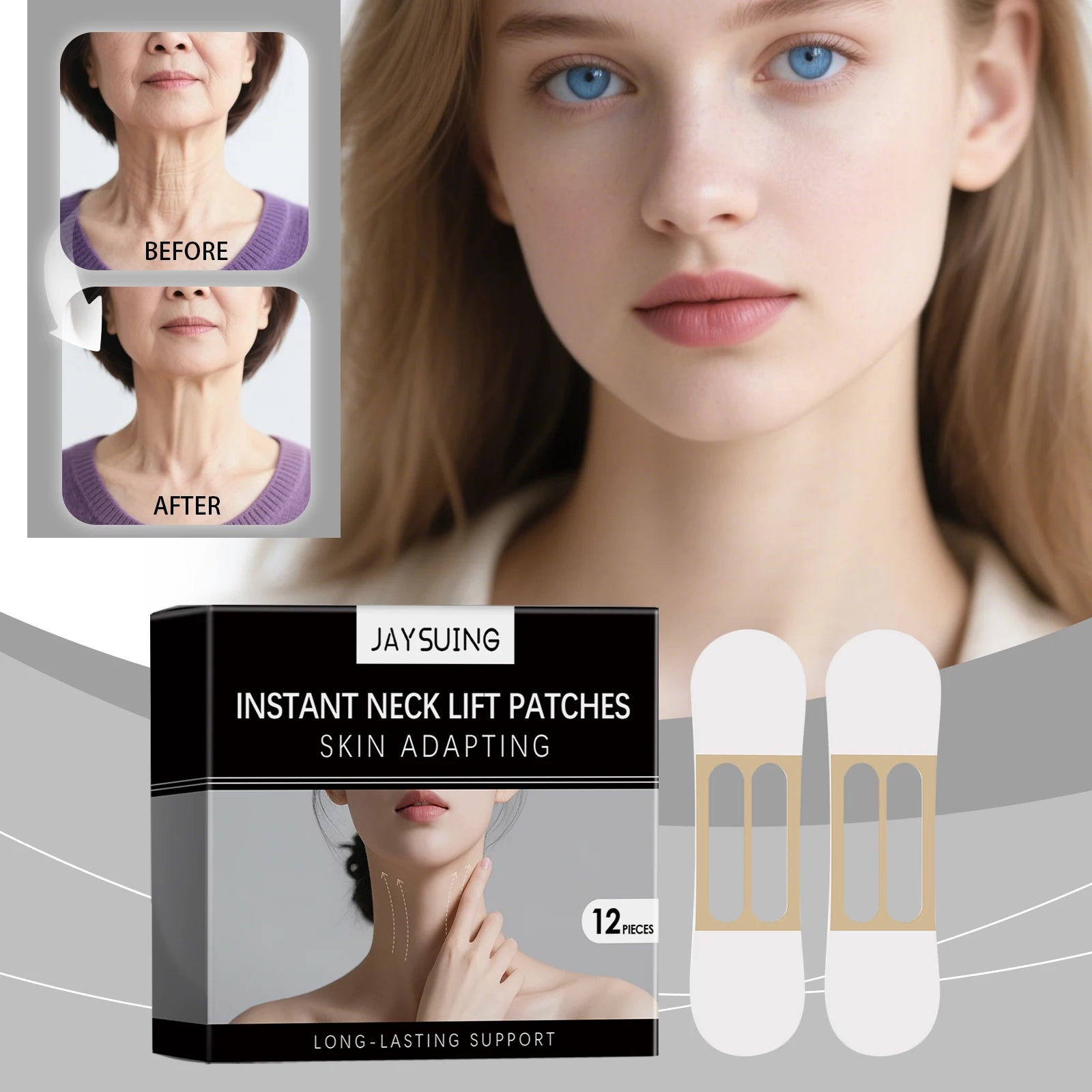 12PCS Neck Care Patches Hydrating Moisturizing Anti-Aging Firming Skin Fade Neck Lines Neck Mask Skin Care Products