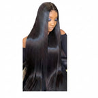 Human hair extensions with a model wearing long hair on the left.