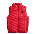 Red puffer vest on a light gray background