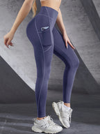 High Waist Womens Leggings With Pockets Push Up Stretch Yoga Pants For Fitness Running Sportswear Solid Color