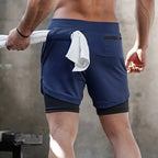 Camo Running Shorts Men 2 In 1 Quick Dry Training Gym Jogging Shorts Summer Fitness