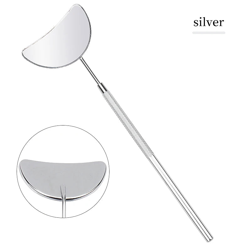 1pcs Eyelash Extension Inspect Mirror Moon Shaped Detachable Stainless Steel Lash Lifting Magnify Makeup Mirror Beauty Tools