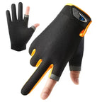 Summer Fishing Gloves For Men And Women Two Finger Cut Touchscreen Anti Slip Sun Proof Breathable Cycling Fitness