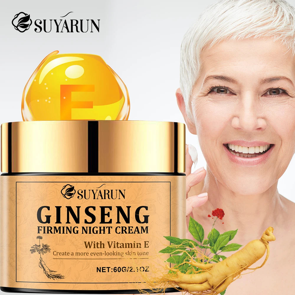 Ginseng Firming Night Cream Moisturizing Nutritious Anti-Aging Skin Care Product for Evening Use.
