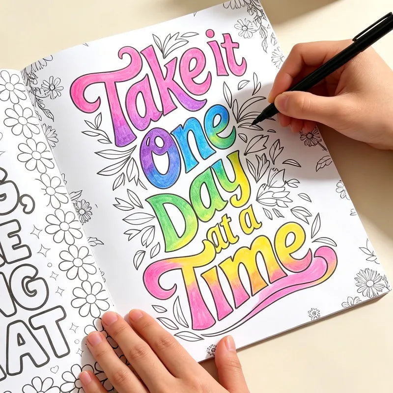 Adult Stress Relief Mental Health Coloring Book 32 Pages of High-definition Pages and Motivational Words Cheer Yourself Up