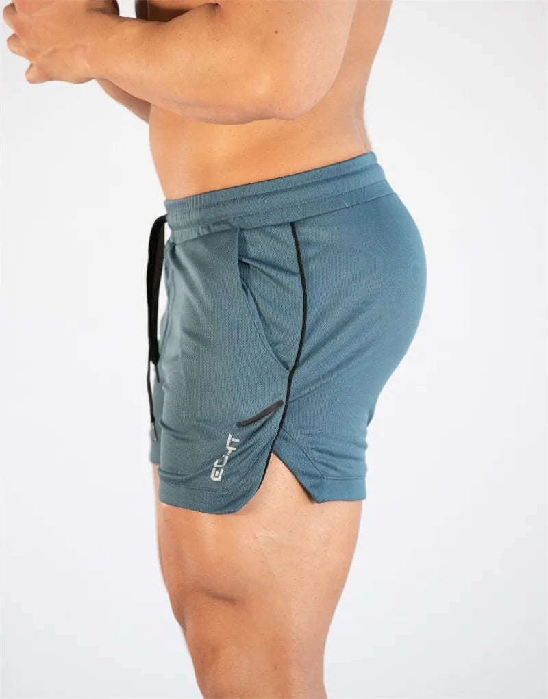 Summer thin mesh sports shorts men's breathable trend muscle fitness training three point pants running casual sports shorts