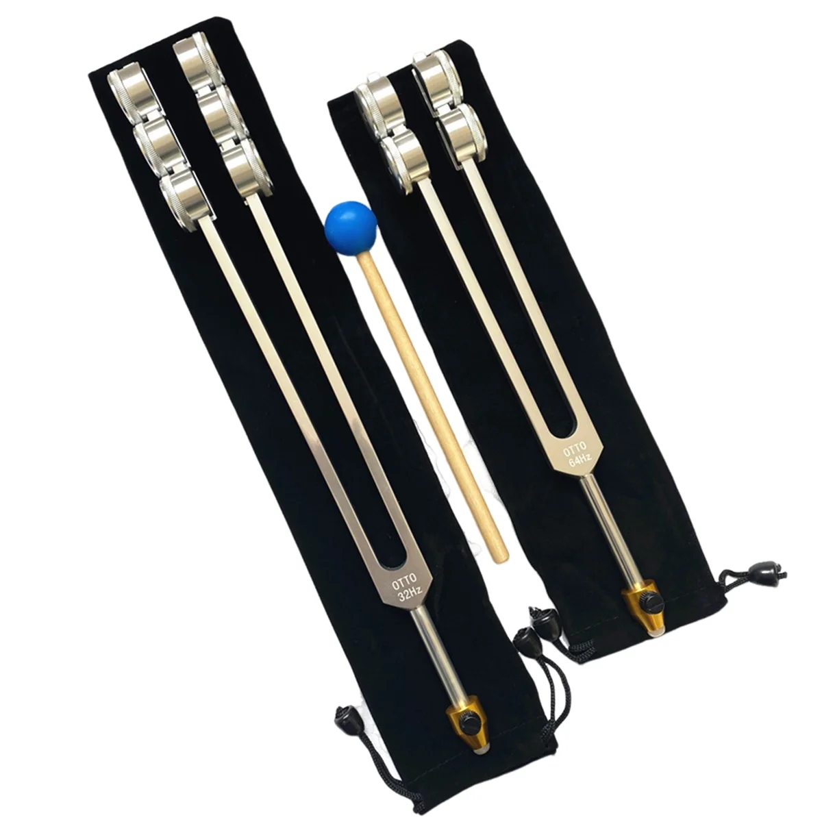 32HZ Aluminum Tuning Fork Tool with Hammer Healing Sound Vibration Diagnostic Therapy Health Care Tool