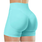 Summer High Waisted Yoga Shorts For Women Fashionable Fitness Running Pants Solid Color Elastic Tights