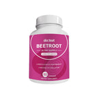 Bottle of docteat Beetroot supplement with pink label on a white background