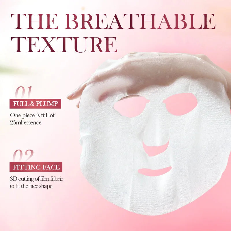 Pink Aloe Moisturizing Facial Masks Anti-Aging Hydrating Nourishing Anti Wrinkles Face Mask Sheet Masks Skin Care Product