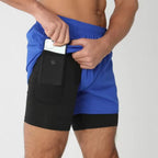 Mens Double Layer Running Shorts Quick Dry 2 In 1 Fitness Training Sports Shorts for Workout and Bodybuilding