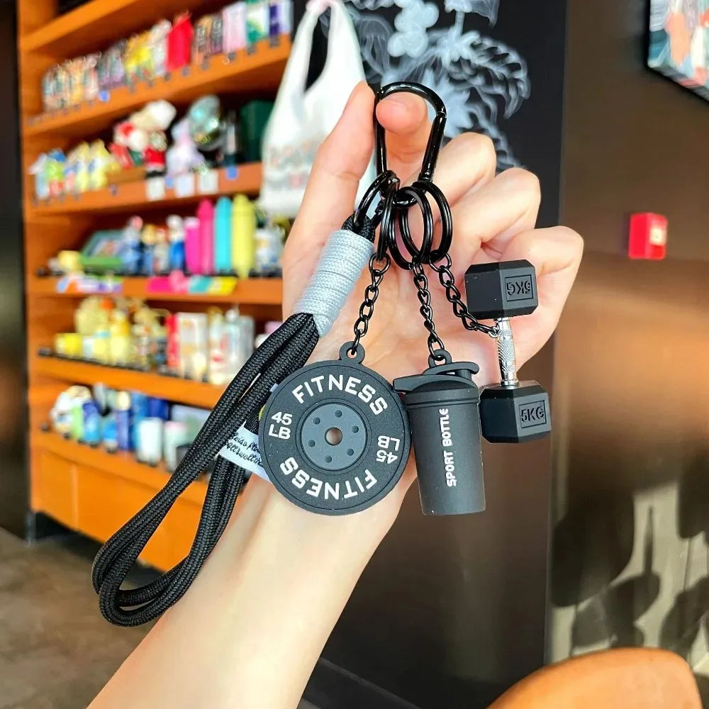 2026 Dumbbell Fitness Keychain, Weight Plate Gym Keyring, Shaker Bottle Workout Key Chain, Paracord Bag Charm Gift for Men 1Pc