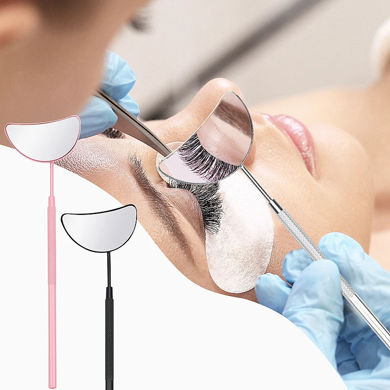 1pcs Eyelash Extension Inspect Mirror Moon Shaped Detachable Stainless Steel Lash Lifting Magnify Makeup Mirror Beauty Tools
