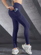 High Waist Womens Leggings With Pockets Push Up Stretch Yoga Pants For Fitness Running Sportswear Solid Color