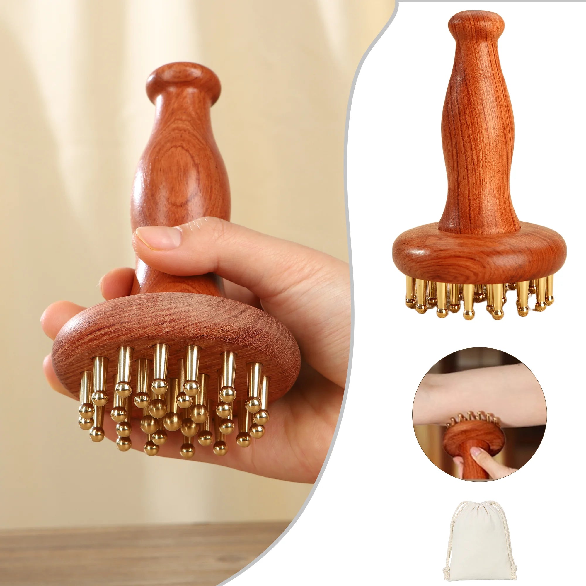 Wooden Massage Tools Beauty And Health Care Pure Copper Massagers Spa Specific Full Body Massage Weight Loss And Gua Sha Therapy