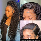 Deep Wave Human Hair Wig 13x4 Lace Front Wig For Women 200% Density Pre-Plucked With Baby Hair Transparent Lace Wig 22 Inch