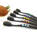 10 Pieces Packed Deep Cleaning Soft Bristle Bamboo Charcoal Black Hair Ultra-Fine Beauty Health Toothbrush  Oral Cleaning