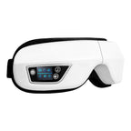 White eye massager with digital display on a white background