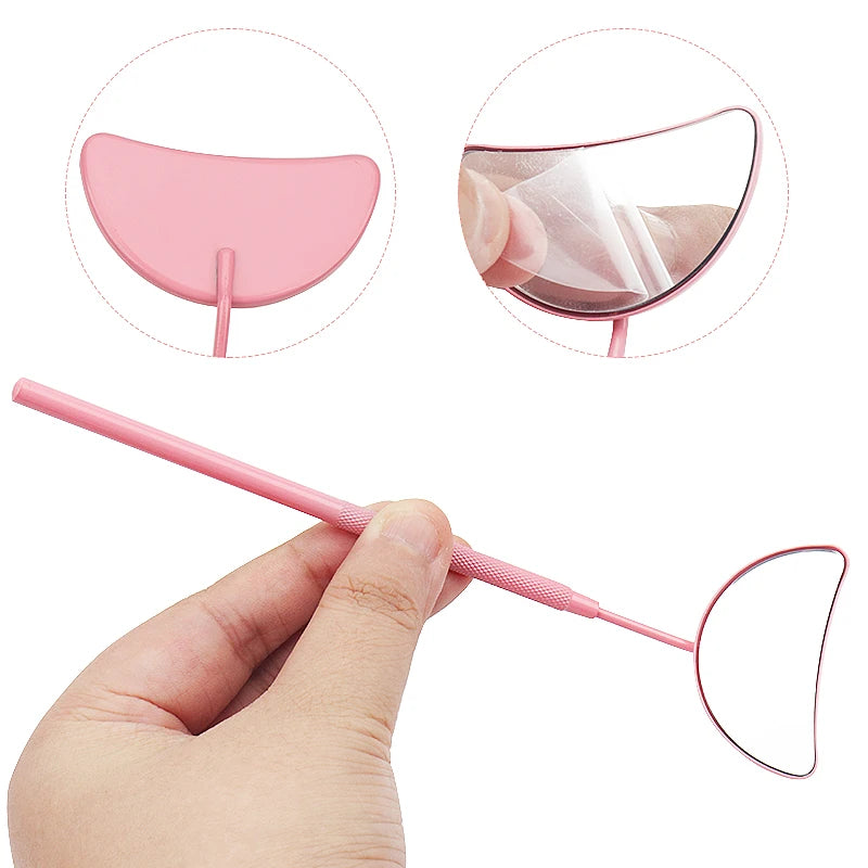1pcs Eyelash Extension Inspect Mirror Moon Shaped Detachable Stainless Steel Lash Lifting Magnify Makeup Mirror Beauty Tools