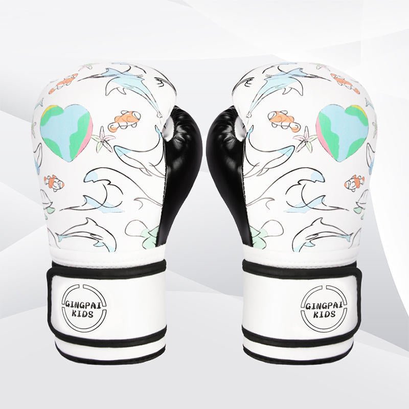6 Oz Boxing Gloves For Training Sanda Gloves Ocean Color Options White Black Pink Blue Orange Green One Pair - Muliva