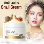 A Shopify product edit screen displaying the product information and anti-aging snail cream visuals for Laikou Snail Cream.