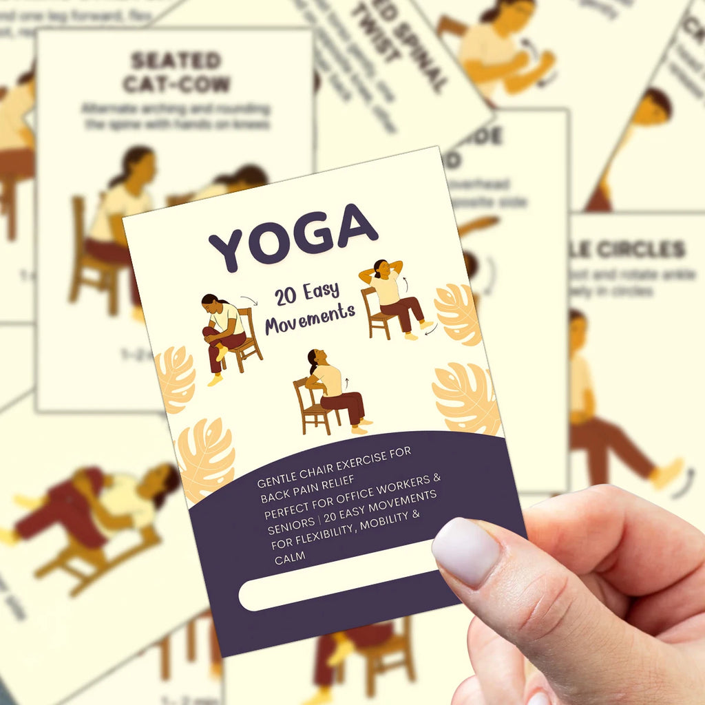 21pcs Seated Yoga Cards,Easy Chair Movements Poses Illustrated Step-By-Step Guide,Fitness Equipment Cards For Yoga Instructors