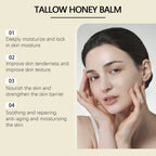 WoodSleep 60g Beef Tallow Honey Face Moisturizer - Intense Hydration for Dry Skin, Chapping Winter Skincare for Women & Men
