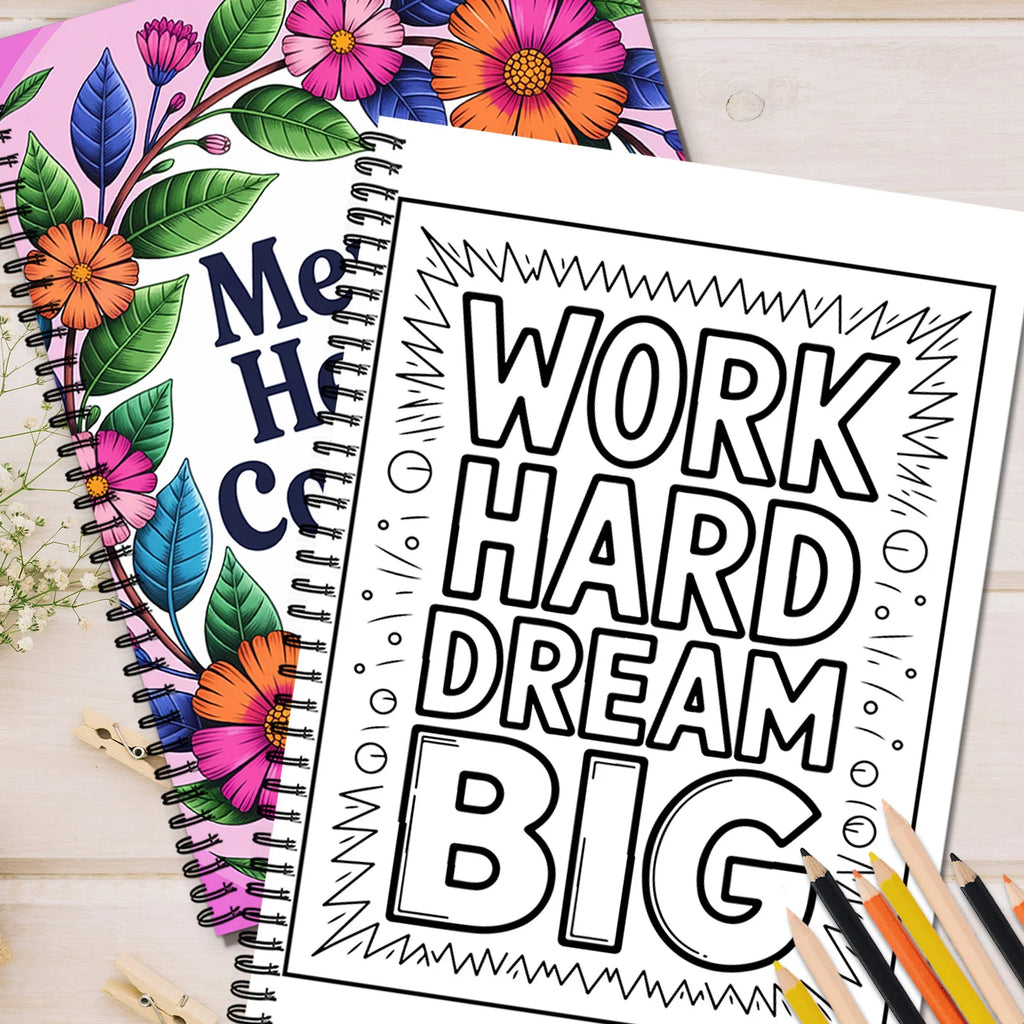 1PC 30-Page Emotional Soothing Coloring Book, Exquisite Flower Designs, Uplifting Phrases, Mental Health Coloring Book