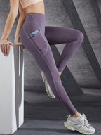 High Waist Womens Leggings With Pockets Push Up Stretch Yoga Pants For Fitness Running Sportswear Solid Color