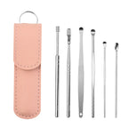6Pcs Earwax Removal Tool Set – Stainless Steel Spiral Earpick & Ear Curette Cleaner Kit