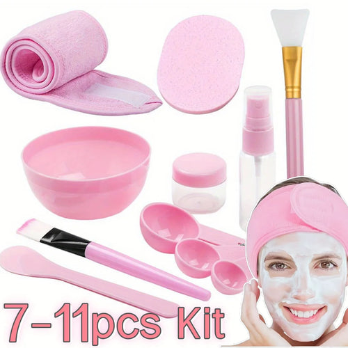 7-11pcs DIY Face Mask Mixing Set Plastic Facial Mask Brushes Kit Beauty Tool for Home SPA Salon Skincare Routine Mixing Bowl Set
