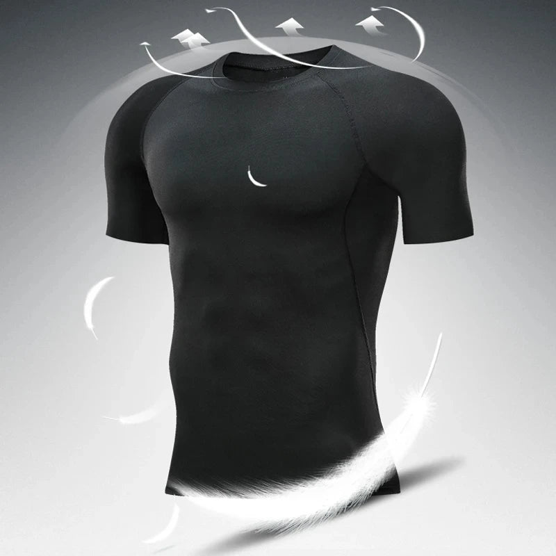 Men Compression Running T Shirt Fitness Tight Short Sleeve Tshirt Training Jogging Shirts Gym Sportswear Quick Dry