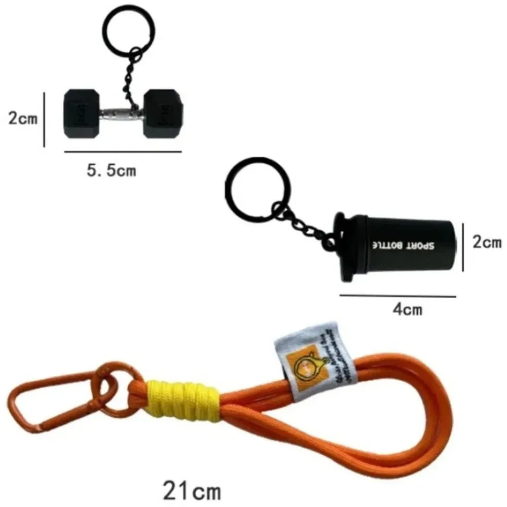 2026 Dumbbell Fitness Keychain, Weight Plate Gym Keyring, Shaker Bottle Workout Key Chain, Paracord Bag Charm Gift for Men 1Pc