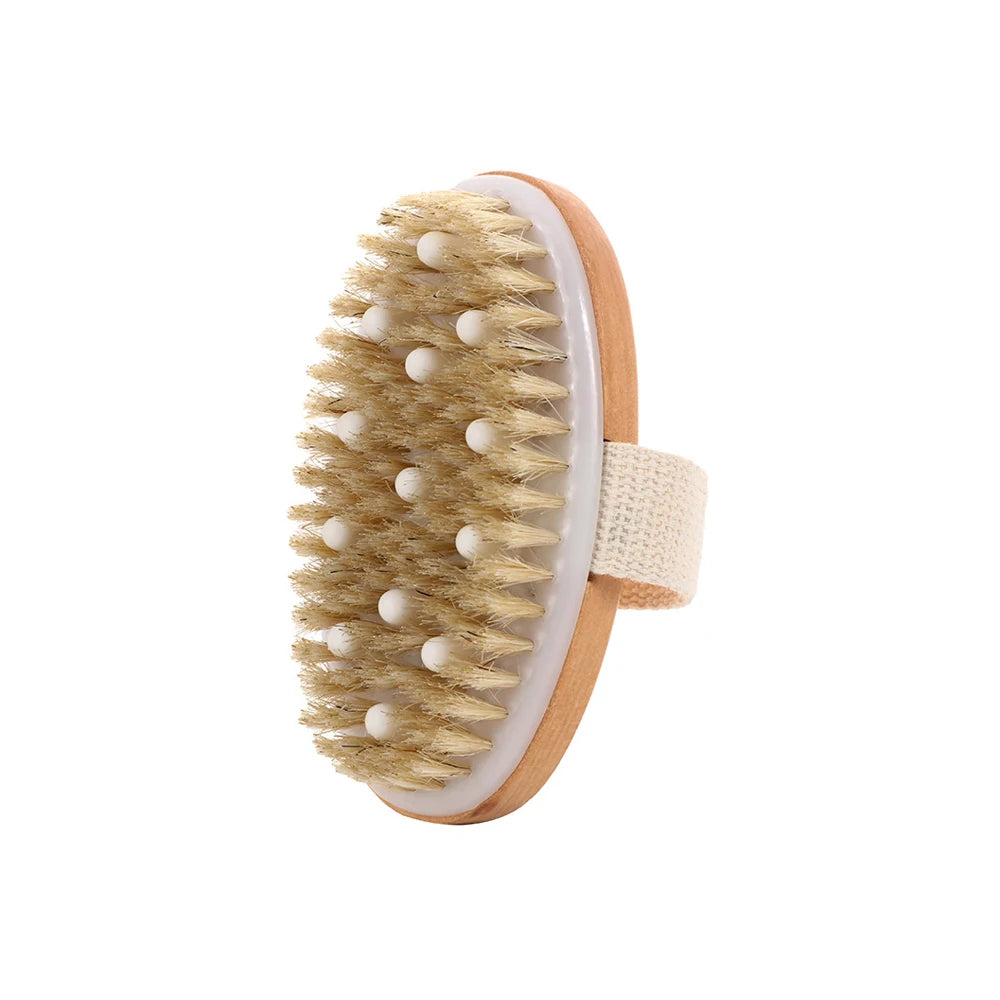 2 In 1 Dry Skin Body Brush Natural Bristle Dead Skin Remover Anti Cellulite Exfoliates Blood Circulation Health Massage Tools