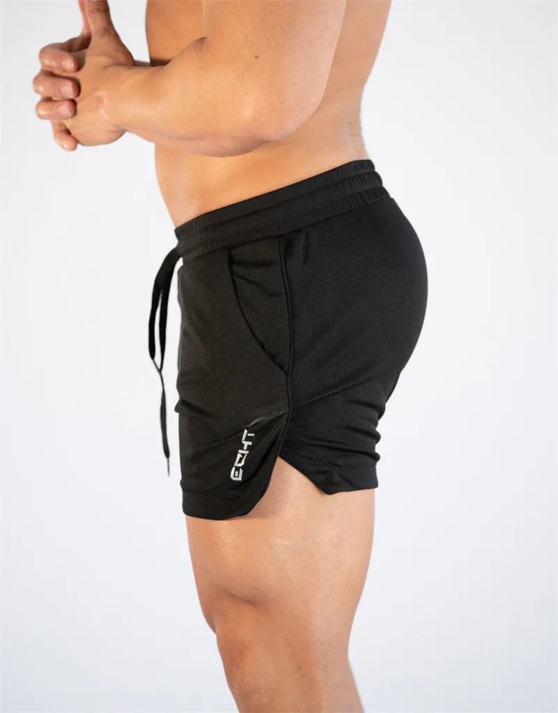 Summer thin mesh sports shorts men's breathable trend muscle fitness training three point pants running casual sports shorts