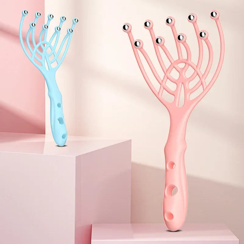 9 Claws Head Massger Streamlined Ball Deep Stress Relaxation Scalp Massager Handheld Spa Massage Roller Health Stress Relief Aid